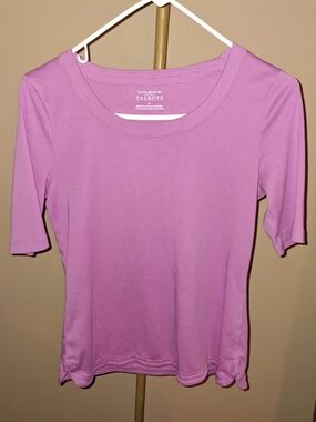 Talbots Women's Pink Scoop Neck Short Sleeve Top